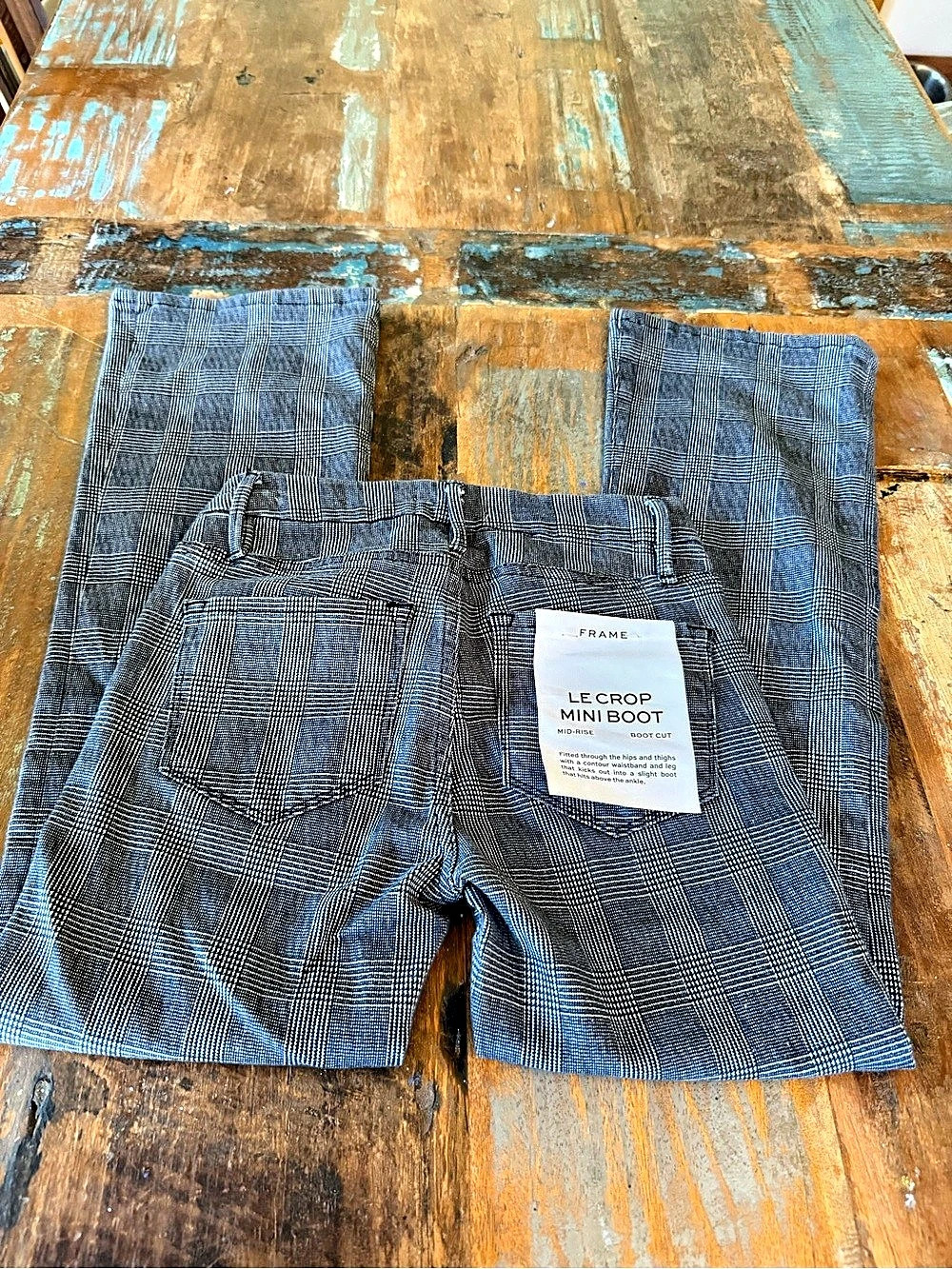 FRAME Le Crop Mini Boot Plaid Pants Waist 25